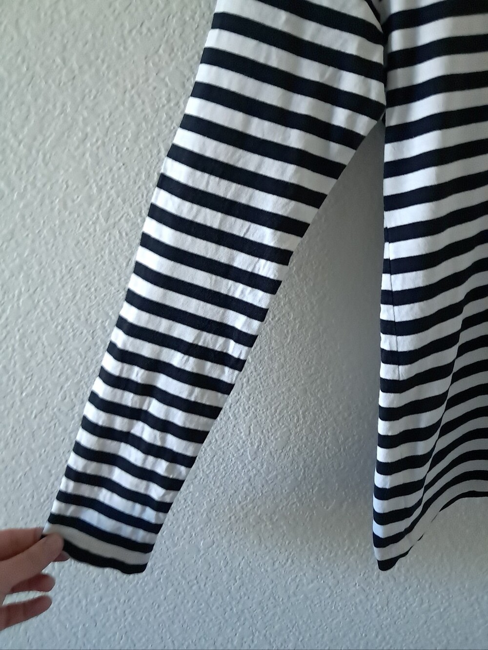 Marimekko Long Sleeve Striped Top Black White 100% Cotton Modern Bold Small - Picture 3 of 7